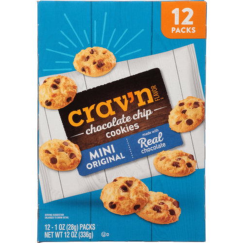 Crav'n Flavor Chocolate Chip Cookies, Original, Mini, 12 Packs