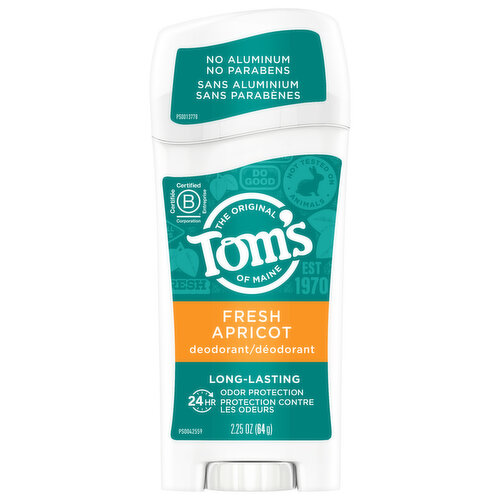 Tom's of Maine Deodorant, Fresh Apricot, Long-Lasting