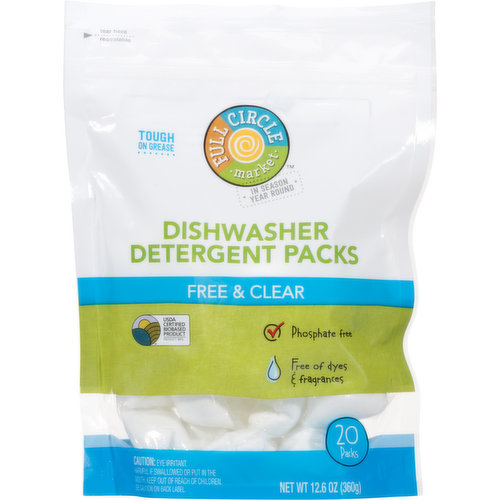 Full Circle Market Dishwasher Detergent Packs, Free & Clear