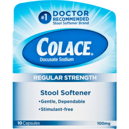 Colace Stool Softener, Regular Strength, 100 mg, Capsules