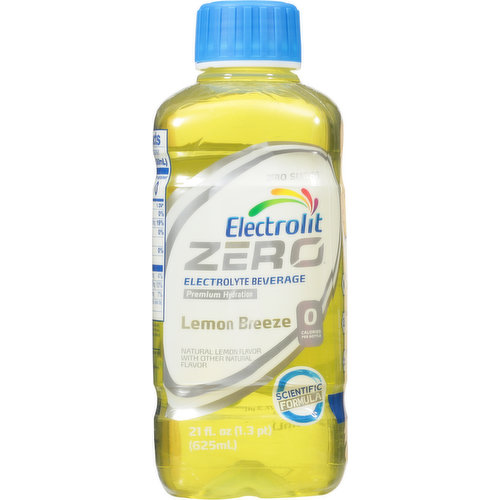 Electrolit Electrolyte Beverage, Zero Sugar, Lemon Breeze, Premium Hydration