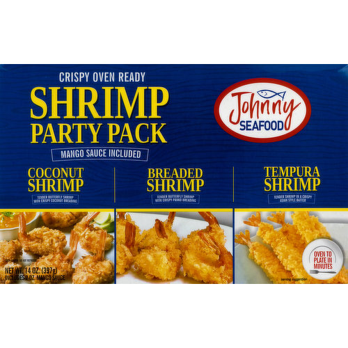 Johnny Seafood Shrimp Party Pack, Coconut/Breaded/Tempura, Crispy Oven Ready