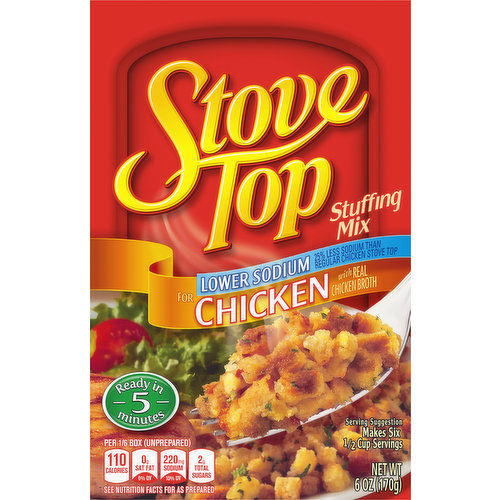 Stove Top Stuffing Mix, Lower Sodium, Chicken