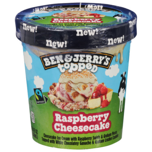 Ben & Jerry's Ice Cream, Raspberry Cheesecake, Topped