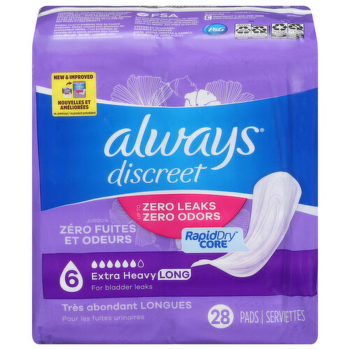 Always Discreet Pads, Extra Heavy, Long