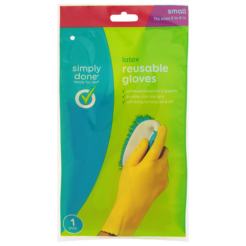 Simply Done Gloves, Reusable, Latex, Small