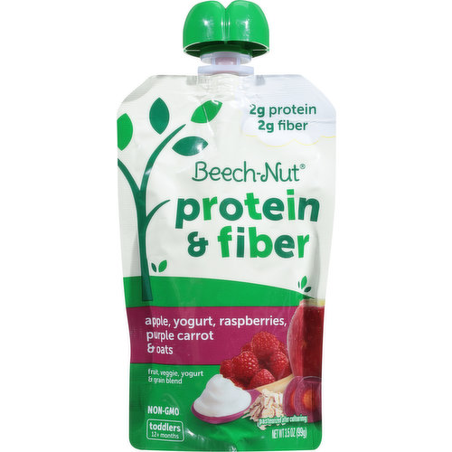 Beech-Nut Protein & Fiber, Apple, Yogurt, Raspberries, Purple Carrot & Oats, Toddlers (12+ Months)