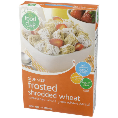 Food Club Frosted Shredded Wheat Bite Size Sweetened Whole Grain Wheat Cereal