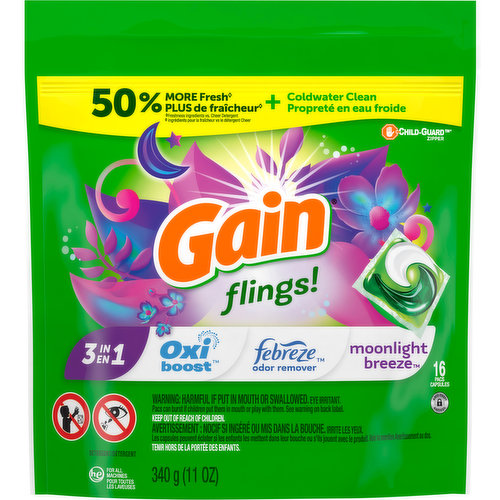 Gain Detergent, 3 in 1, Moonlight Breeze, Pacs