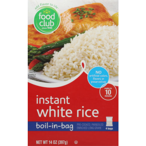 Food Club White Rice, Instant, Boil-In-Bag