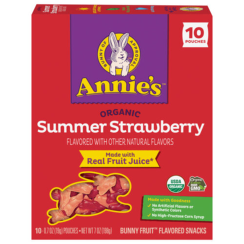 Annie's Bunny Fruit Snacks, Organic, Summer Strawberry