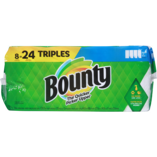 Bounty Triple Roll Select-A-Size White Paper Towels 8 Rolls