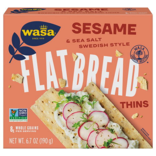 Wasa Flat Bread, Thins, Sesame & Sea Salt, Swedish Style