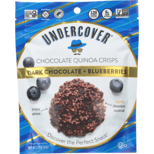 Undercover Chocolate Quinoa Crisps, Dark Chocolate + Blueberries