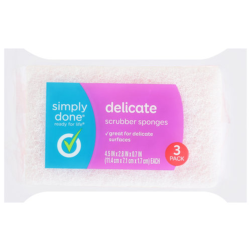 Simply Done Scrubber Sponges, Delicate, 3 Pack