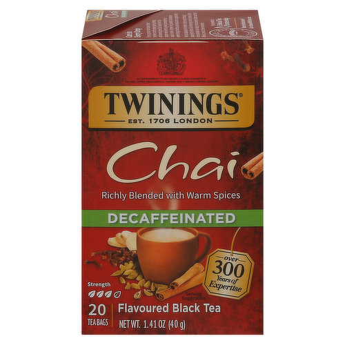 Twinings Black Tea, Chai, Decaffeinated, Tea Bags
