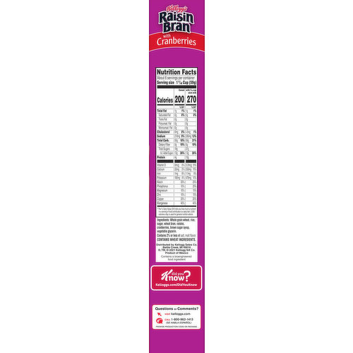 Raisin Bran Cereal, with Cranberries