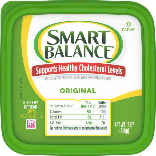 Diet info for Smart Balance Original 67% Butter Spread, 15 oz - Spoonful