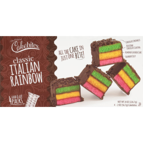 Cakebites Cake, Classic, Italian Rainbow, 4 Packs