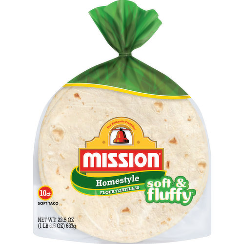 Mission Tortillas, Flour, Homestyle, Soft Taco