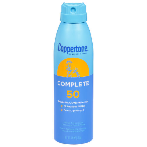 Coppertone Sunscreen Spray, Complete, Broad Spectrum SPF 50