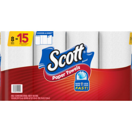 Scott Paper Towels, Choose-A-Sheet, Mega Rolls, One-Ply