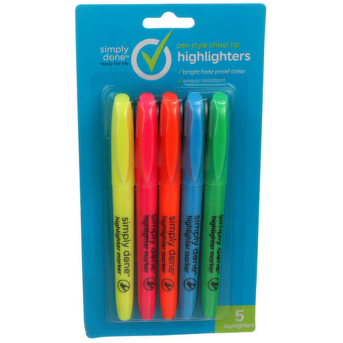 Simply Done Pen Style Chisel Tip Highlighters