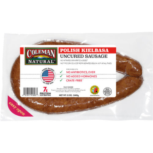 Coleman Natural Uncured Sausage, Polish Kielbasa