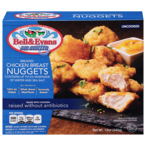 Bell & Evans Nuggets, Chicken Breast, Breaded, Air Chilled