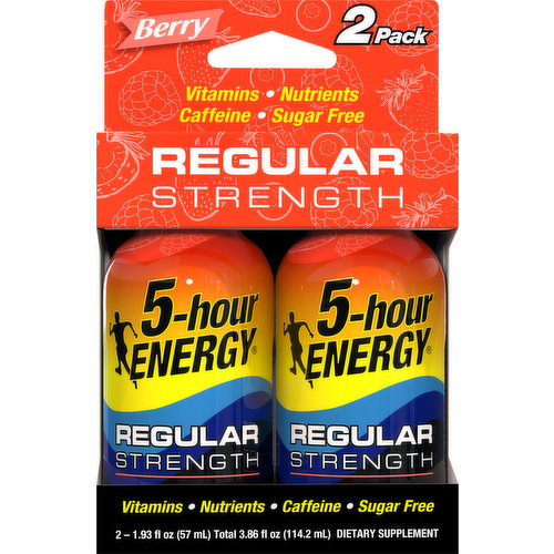 5-Hour Energy Energy Shot, Regular Strength, Berry, 2 Pack