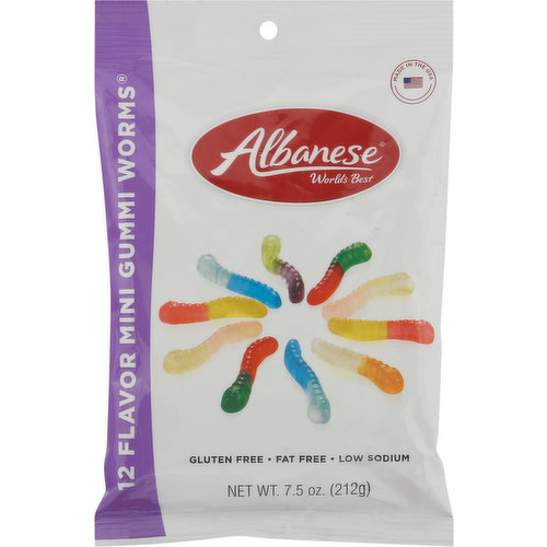 Albanese World's Best Gummi Worms, 12 Flavor, Mini