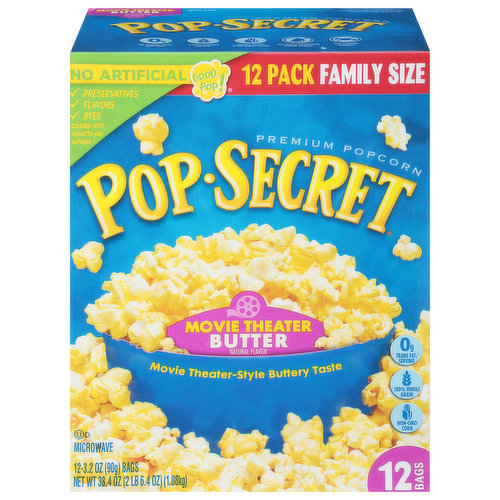 Pop-Secret Popcorn, Premium, Butter, Movie Theater, Family Size