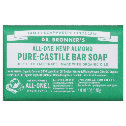 Dr. Bronner's Bar Soap, Pure-Castile, All-One Hemp Almond