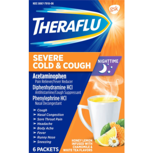 Theraflu Severe Cold & Cough, Nighttime, Honey Lemon