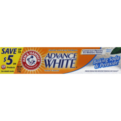 The standard of purity. Tartar control. Clinically proven to whiten teeth! Fresh from the dentist feeling of clean. For a clean, white, healthy smile! Effectively removes plaque. Penetrates tiny crevices to clean away deep stains. Safely lightens tooth enamel for whiter & brighter teeth. Contains fluoride for cavity protection. And a bold mint taste! I've got a secret. Did you know people have been brushing their teeth with baking soda for over 100 years? To clean and whiten their teeth and freshen their breath - without harming tooth enamel. Which is why Arm & Hammer launched its first toothpaste formulated with baking soda since 1987. Since that time, thousands of dentists have recommended baking soda toothpaste for healthier teeth and gums. So maybe it's not that big of a secret, after all. Try it for yourself!