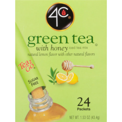 4C Iced Tea Mix, Sugar Free, Green Tea with Honey