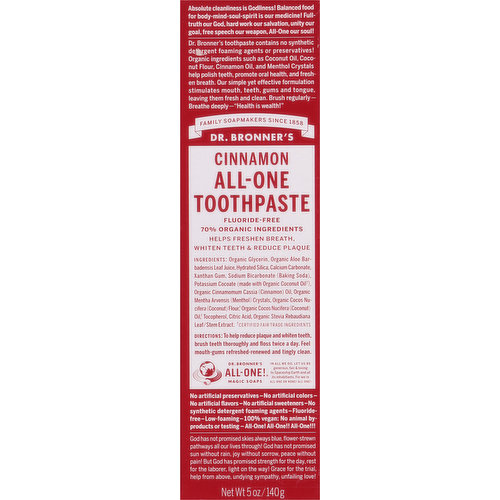 Dr. Bronner's Toothpaste, All-One, Cinnamon
