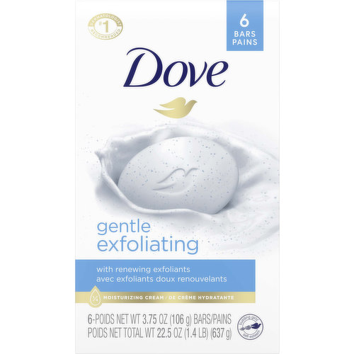 We’ve all been told that exfoliation is an important part of your skin care routine, but that doesn’t mean being rough with your skin — skin exfoliation should be gentle. That’s where Dove Gentle Exfoliating Beauty Bar comes in. It combines gentle skin cleansers with exfoliating beads to wash away dead skin, giving you soft, smooth skin. Suitable for regular use as a facial cleanser or as a gentle skin cleanser for your body and hands, the Gentle Exfoliating Beauty Bar leaves skin feeling beautiful and revitalized. For best results, rub your Dove Beauty Bar cleanser between wet hands and massage the smooth, creamy lather over your skin before rinsing thoroughly.
The secret to beautiful skin is moisture, and no ordinary bar soap hydrates skin better than Dove. Formulated with mild cleansers that care for skin as you cleanse, Dove Beauty Bar helps deliver nourishment and leaves your face and body feeling soft and smooth and looking more radiant than ordinary bar soap does. That’s why we call it a Beauty Bar. And now, we are bringing you Dove's same great formula in an all-new look.
At Dove, our vision is of a world where beauty is a source of confidence, and not anxiety. Our mission is to help the next generation of women develop a positive relationship with the way they look, helping them raise their self-esteem and realize their full potential.