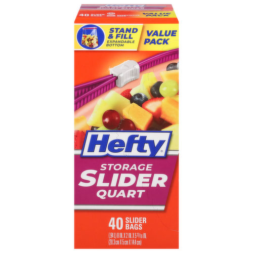 Hefty Slider Jumbo Storage Plastic Bags - 2.5 Gallon size, 3 Boxes of 15 Bags (45 total)