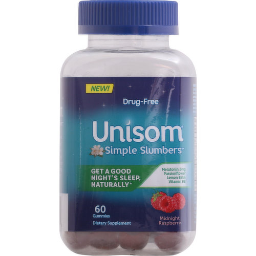 Unisom Melatonin, 5 mg, Midnight Raspberry, Gummies