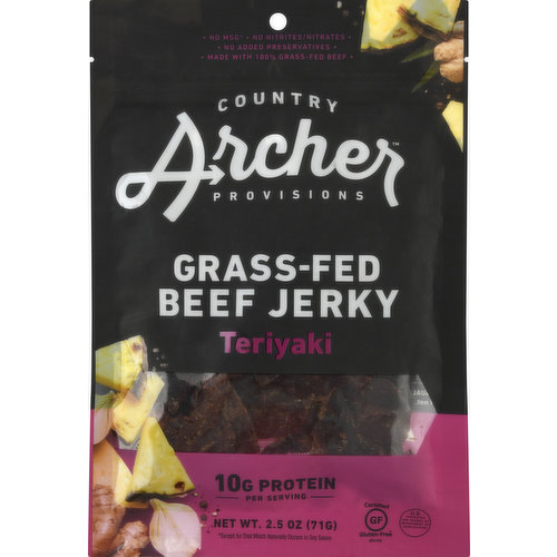 Country Archer Beef Jerky, Grass-Fed, Teriyaki
