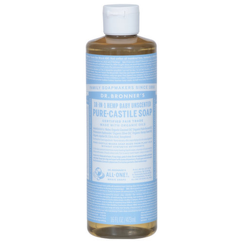 Dr. Bronner's Soap, Pure-Castile, 18-in-1 Hemp, Baby, Unscented