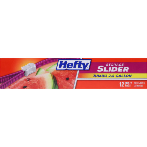 Hefty Slider Bags, Storage, 2.5 Gallon, Jumbo