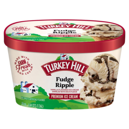 Turkey Hill Ice Cream, Premium, Fudge Ripple