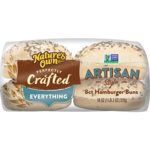 Nature's Own Hamburger Buns, Artisan Style, Everything