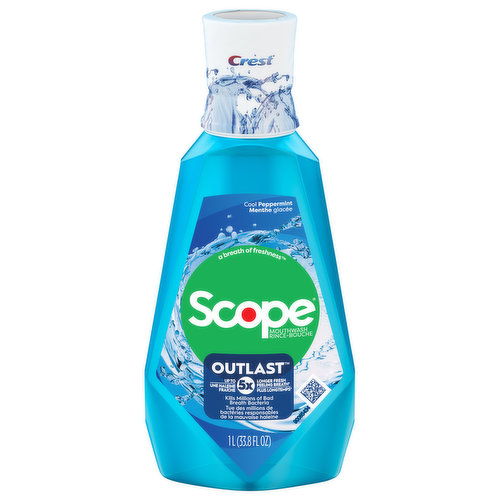 Crest Mouthwash, Outlast, Cool Peppermint