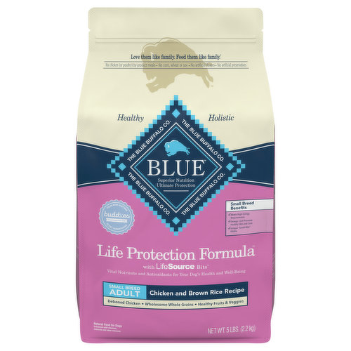 Blue Buffalo Food for Dogs, Natural, Chicken and Brown Rice Recipe, Small Breed, Adult