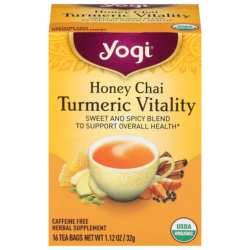 Yogi Herbal Tea, Honey Chai, Turmeric Vitality, Tea Bags