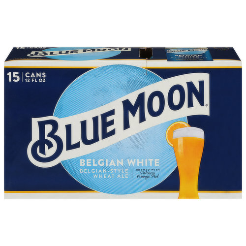 Blue Moon Beer, Belgian White, Belgian-Style Wheat Ale, 15 Pack