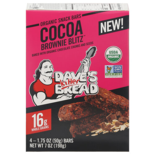 Dave's Killer Bread Snack Bars, Organic, Cocoa Brownie Blitz